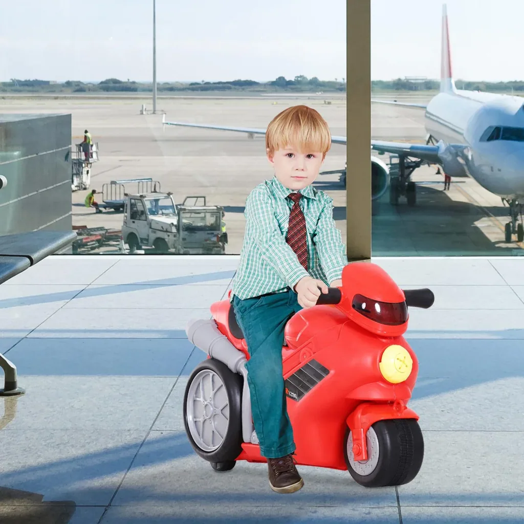 Motorrad Handgepäck Kinderkoffer Kindergepäck mit Gurt Vier-in-One-Koffer sitzen PP Rot 52 x 25 x 34 cm