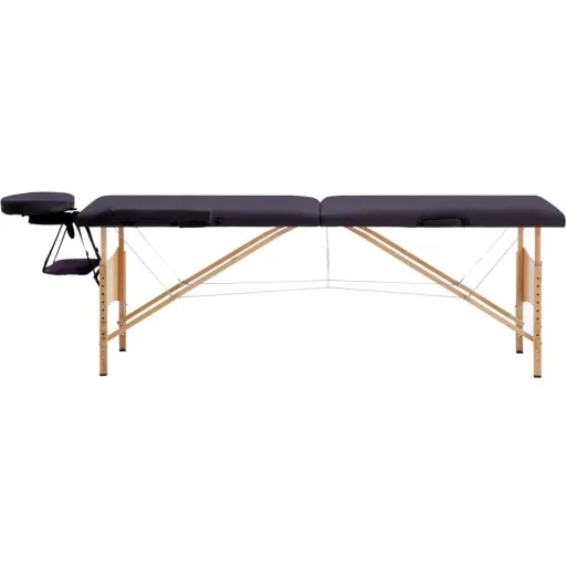 Klappbarer Massagetisch 2 Zonen Holz Wein lila