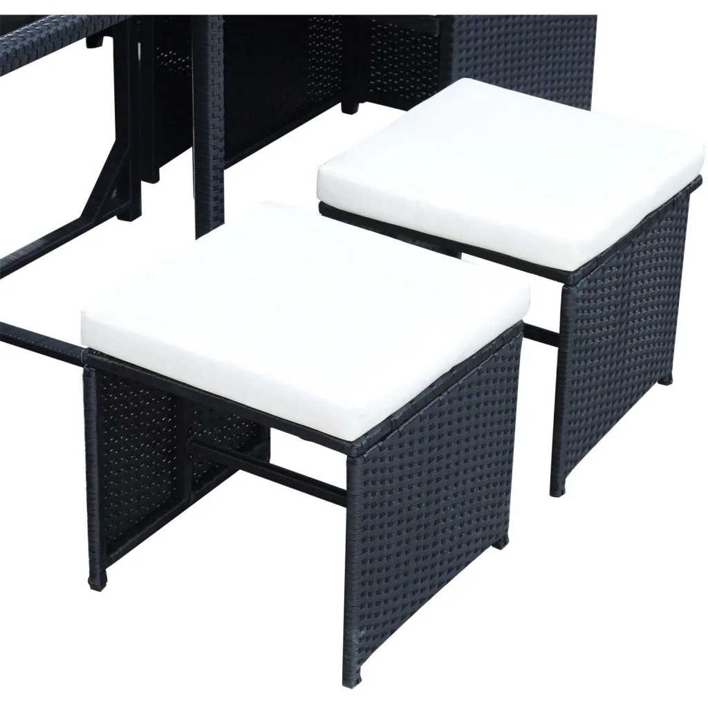 Polyrattan Gartenmöbel 27 tlg. 6 Stühle 4 Hocker mit Kissen