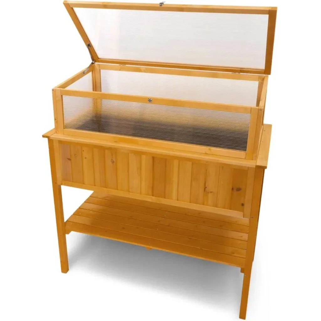 Garten Holz Gewächshaus / Gemüsegarten Tisch auf Beinen - 113x57x90cm inklusive Compo Sana 10L Blumenerde