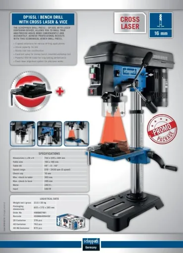 TISCHBOHRMASCHINE DP16SL 550 WATT