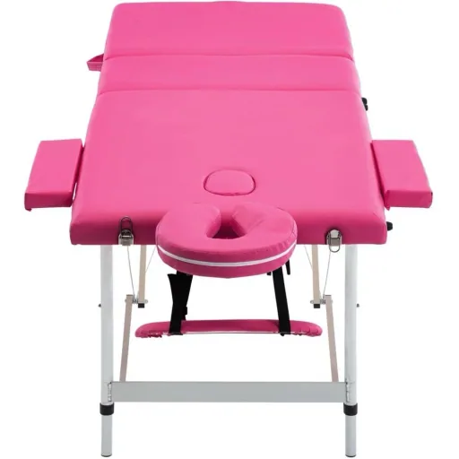 Zusammenklappbarer Massagetisch 3 Zonen Aluminium rosa