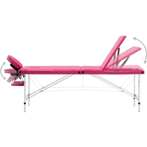 Zusammenklappbarer Massagetisch 3 Zonen Aluminium rosa