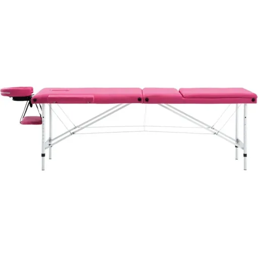 Zusammenklappbarer Massagetisch 3 Zonen Aluminium rosa