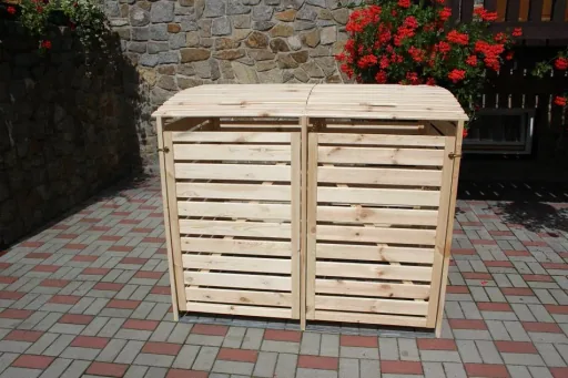 Mülltonnenbox "Vario III" für 2 Tonnen, natur