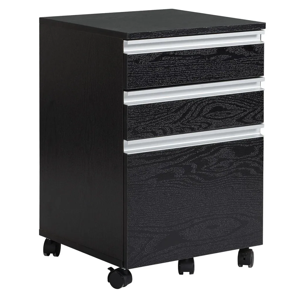 Rollcontainer Aktenschrank Büroschrank mit Schublade Lagerschrank Aufbewahrung Container Spanplatte Schwarz 39x 39 x59,2