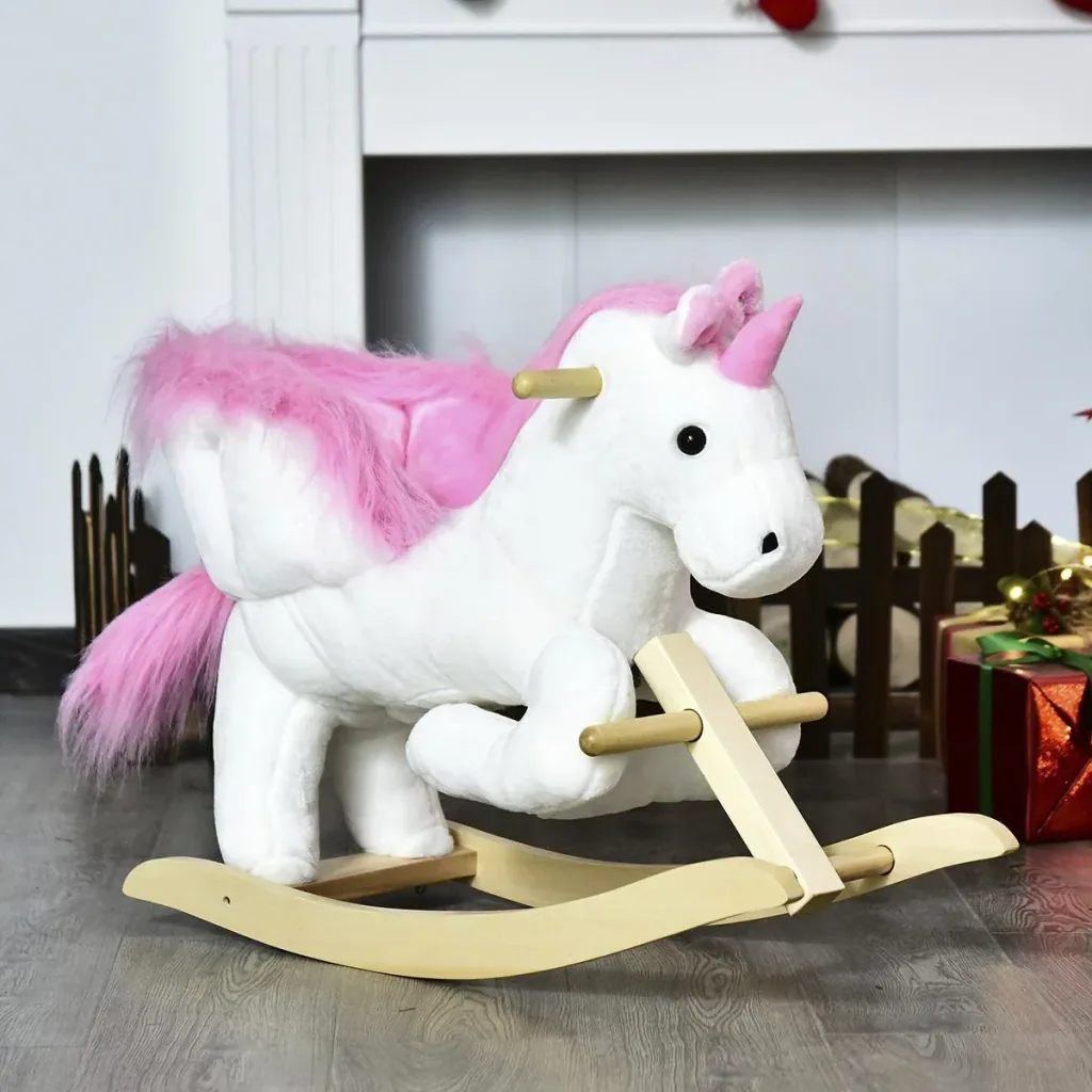Schaukeltier Schaukelpferd Kinder Schaukel magisches Einhorn-Design mit Musik für Kinder für 18-36 Monate Baby Plüsch