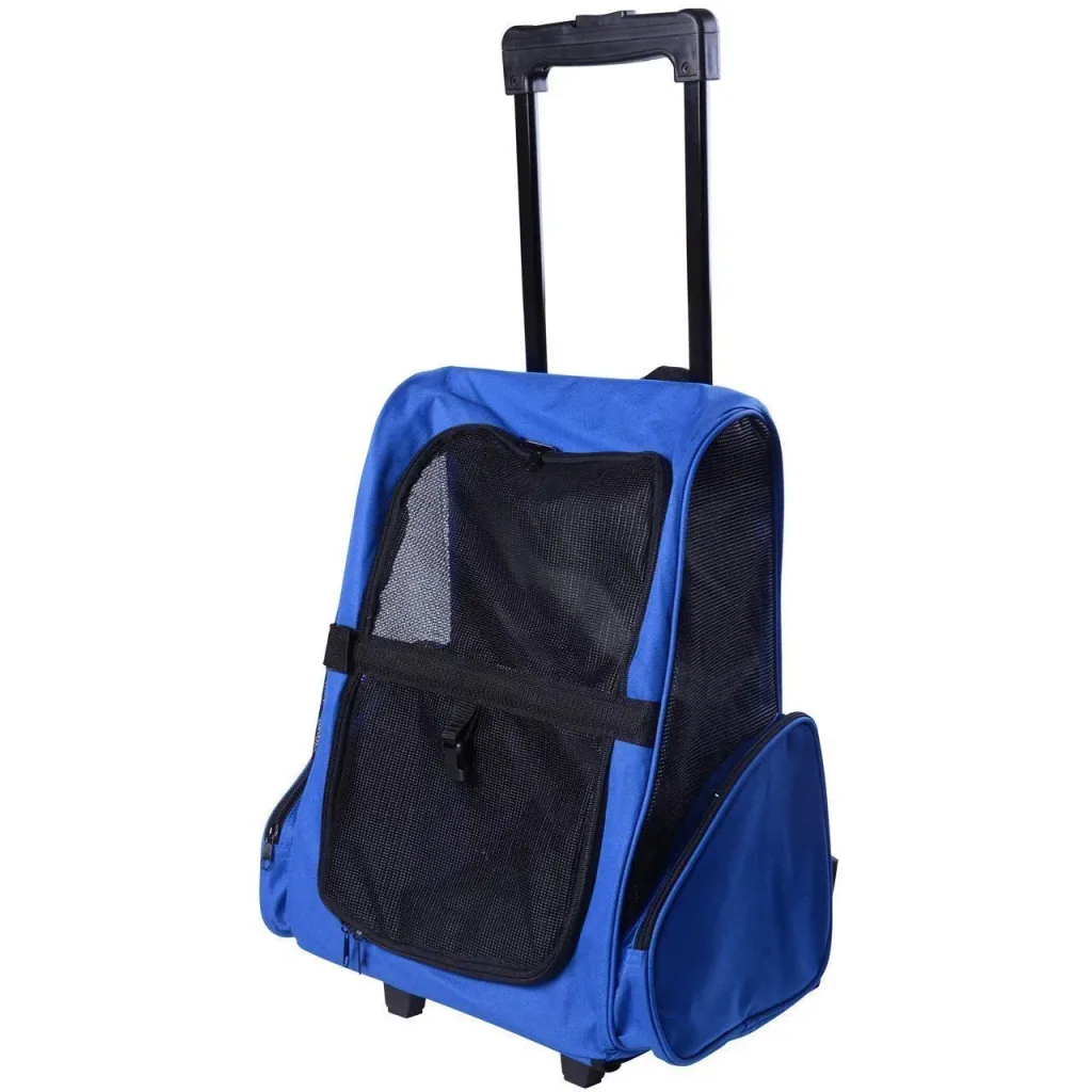 2in1 Hunde Trolley Tragetasche Rucksack blau
