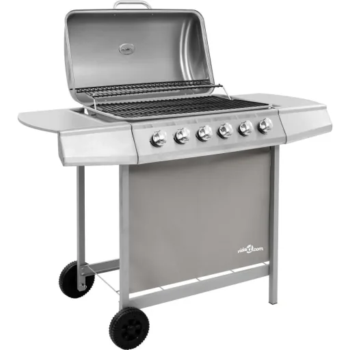 Gasgrill mit 6 Brennern silber