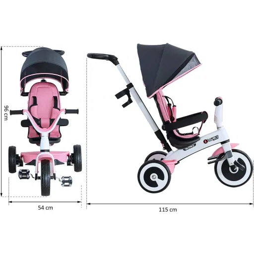 4 in 1 Kinderdreirad mit Sonnendach