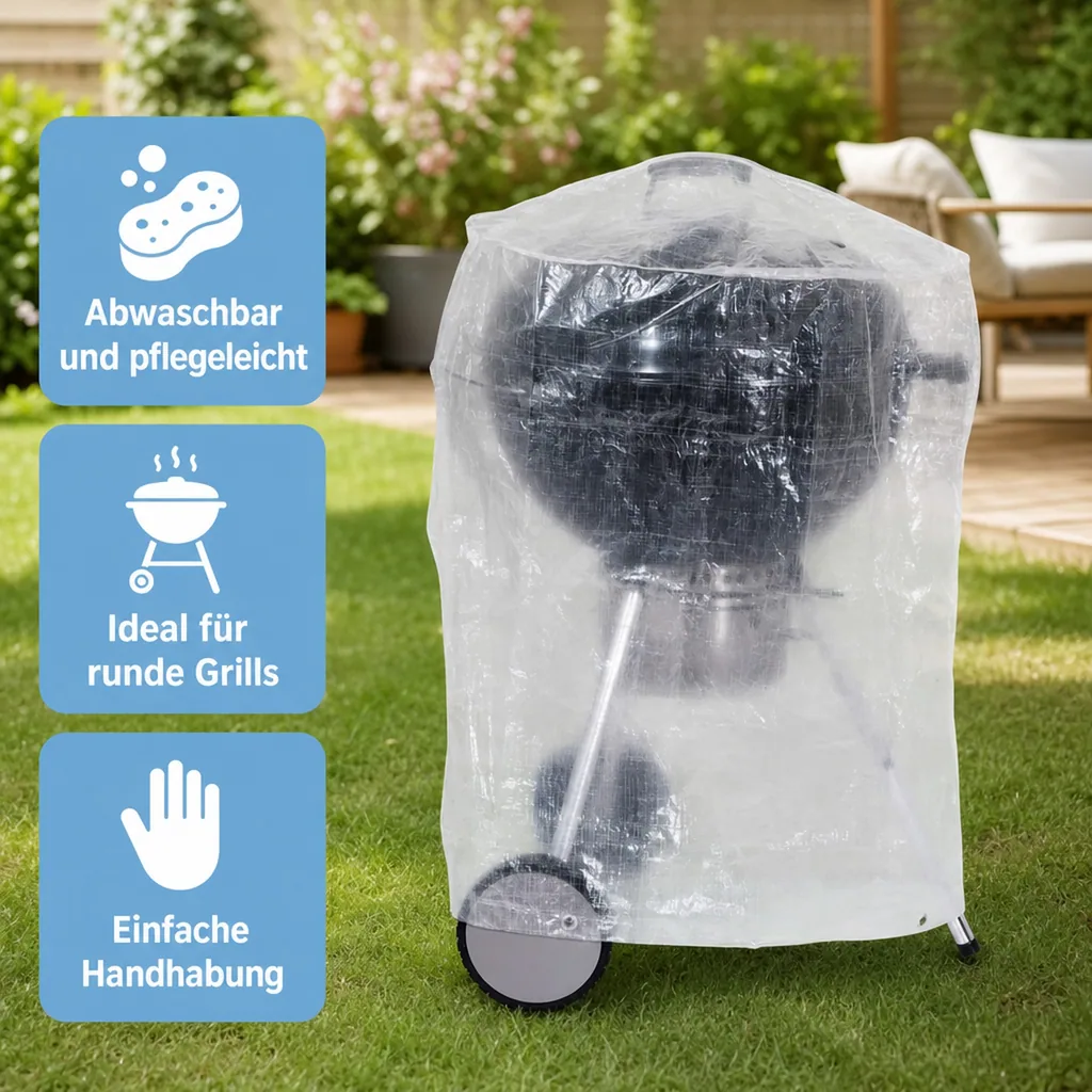 Grill Abdeckhaube, Grill Abdeckung rund, transparent 70x90cm