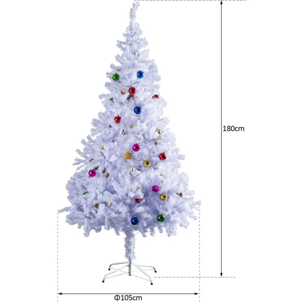 Weihnachtsbaum Tannenbaum mit Ständer inkl, Dekor 180cm Weiß