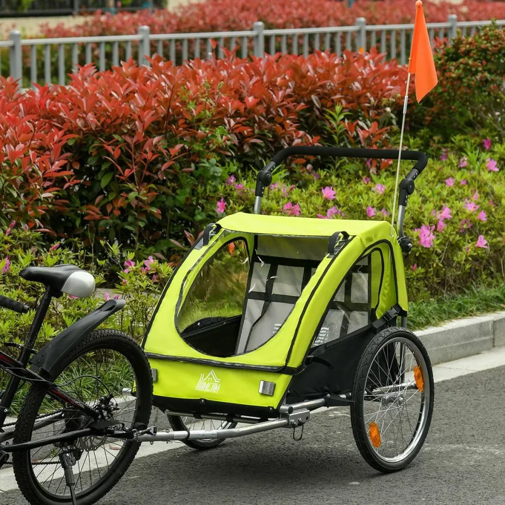 2-in1 Fahrradanhänger mit Platz für 2 Kinder grau, schwarz