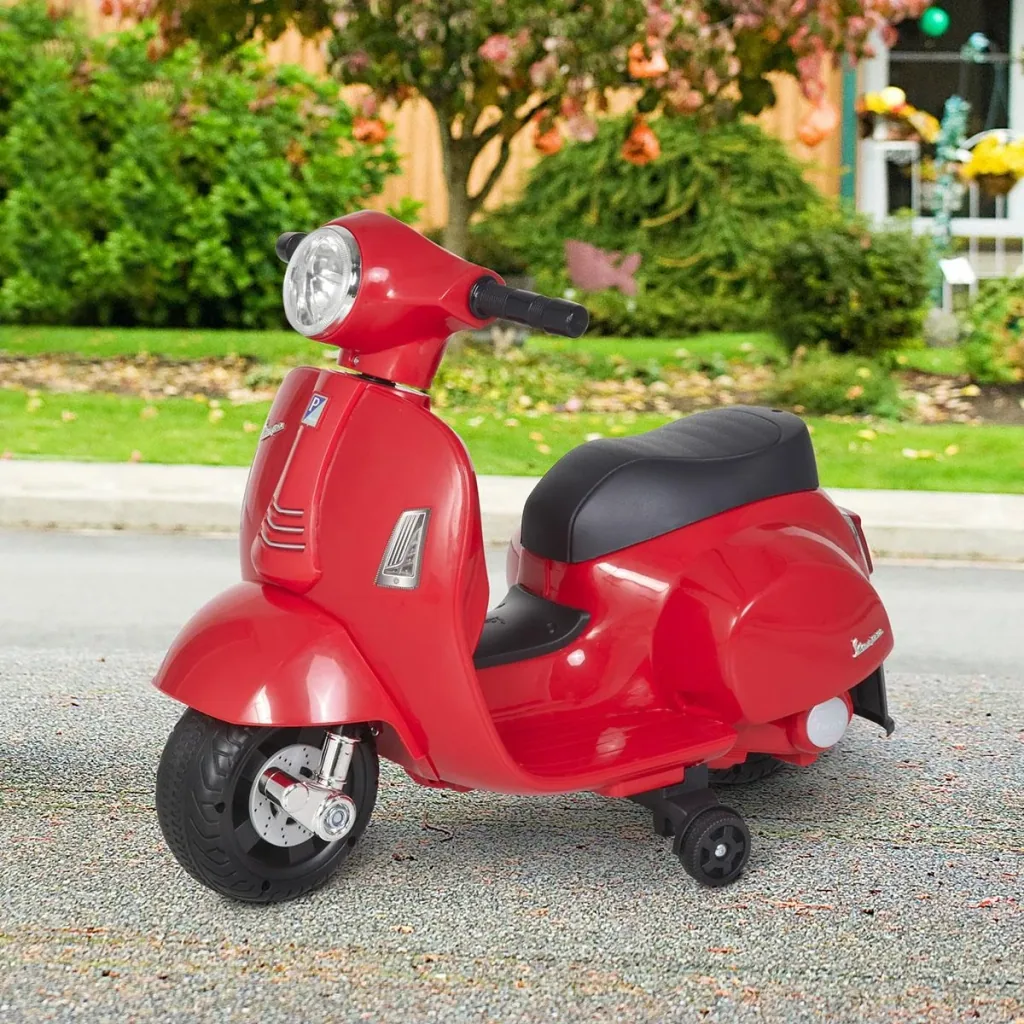VESPA Elektromotorrad Kindermotorrad Elektrofahrzeug 18-36 Monate 3 km/h LED-Licht Sound PP-kunststoff Metall Rot