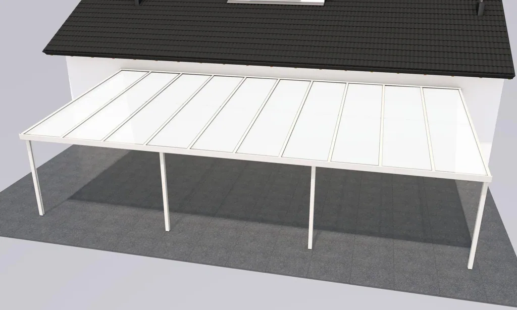 Terrassendach Premium, weiß, 10140 x 5060 mm - Klima blue
