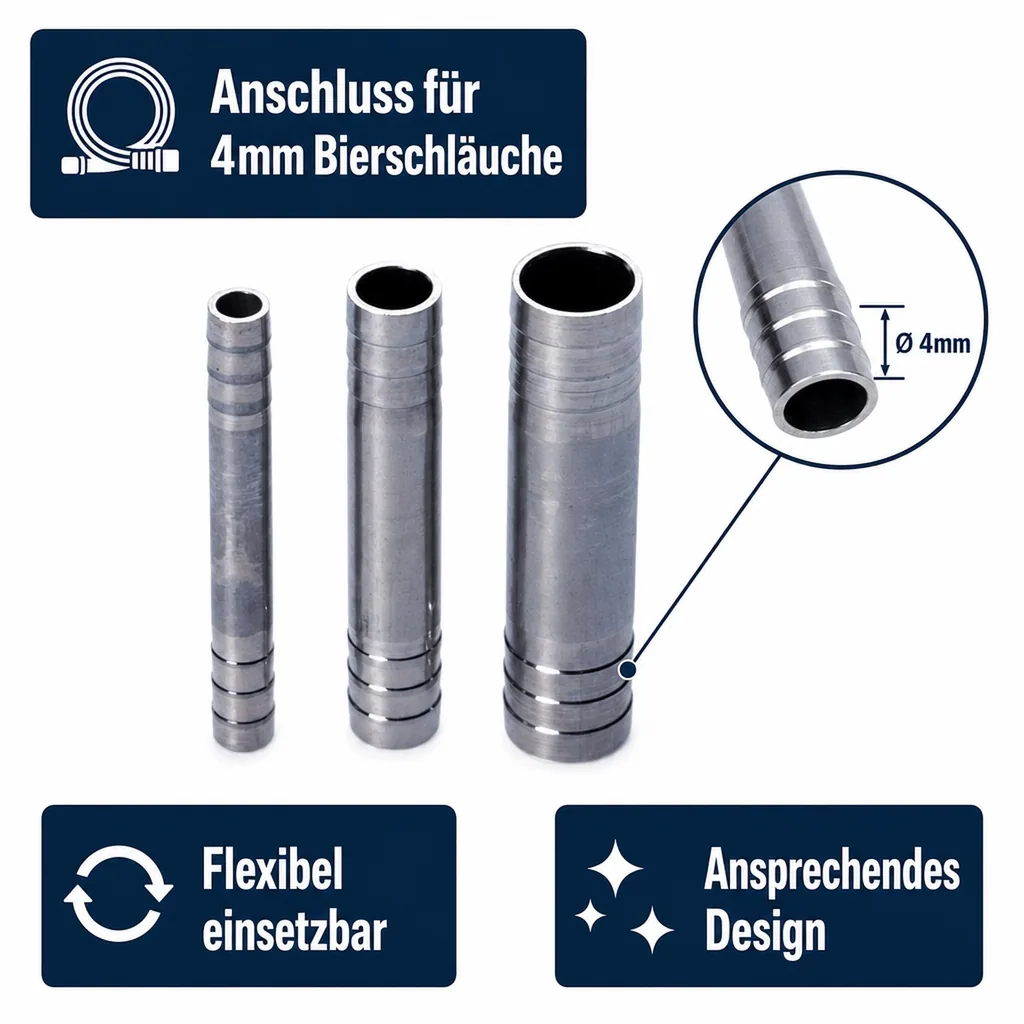 Doppel-Bierschlauchtülle CNS (NW 4mm) - Für professionelle Zapfanlagen