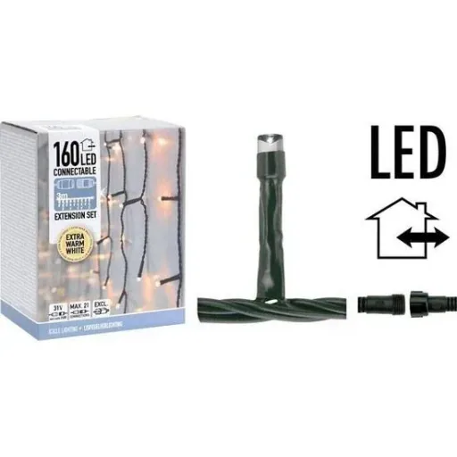 Weihnachtsbeleuchtung - Verkettbar - 160 LED - 3 Meter - Warmweiß