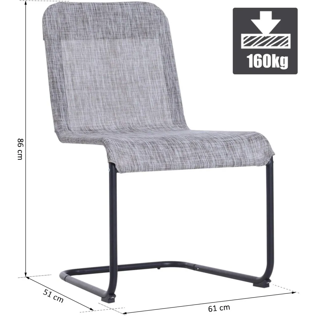 2er-Set Balkonstuhl Gartenstuhl Schwingstuhl Freischwinger wetterfest Grau 61 x 51 x 86 cm