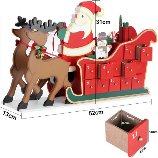 Adventskalender-Schlitten mit selbst befüllbaren Fächern