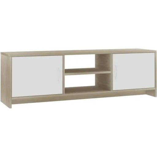 TV-Schrank 120x30x37,5 cm weiß und Sonoma-Eiche