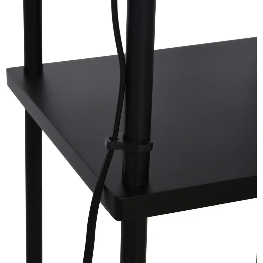 Stehlampe mit Ablagefläche Schwarz+Cremeweiß
