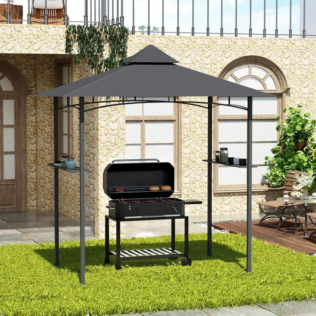 Grillpavillon mit 2 Seitenablagen aus Stahleisen