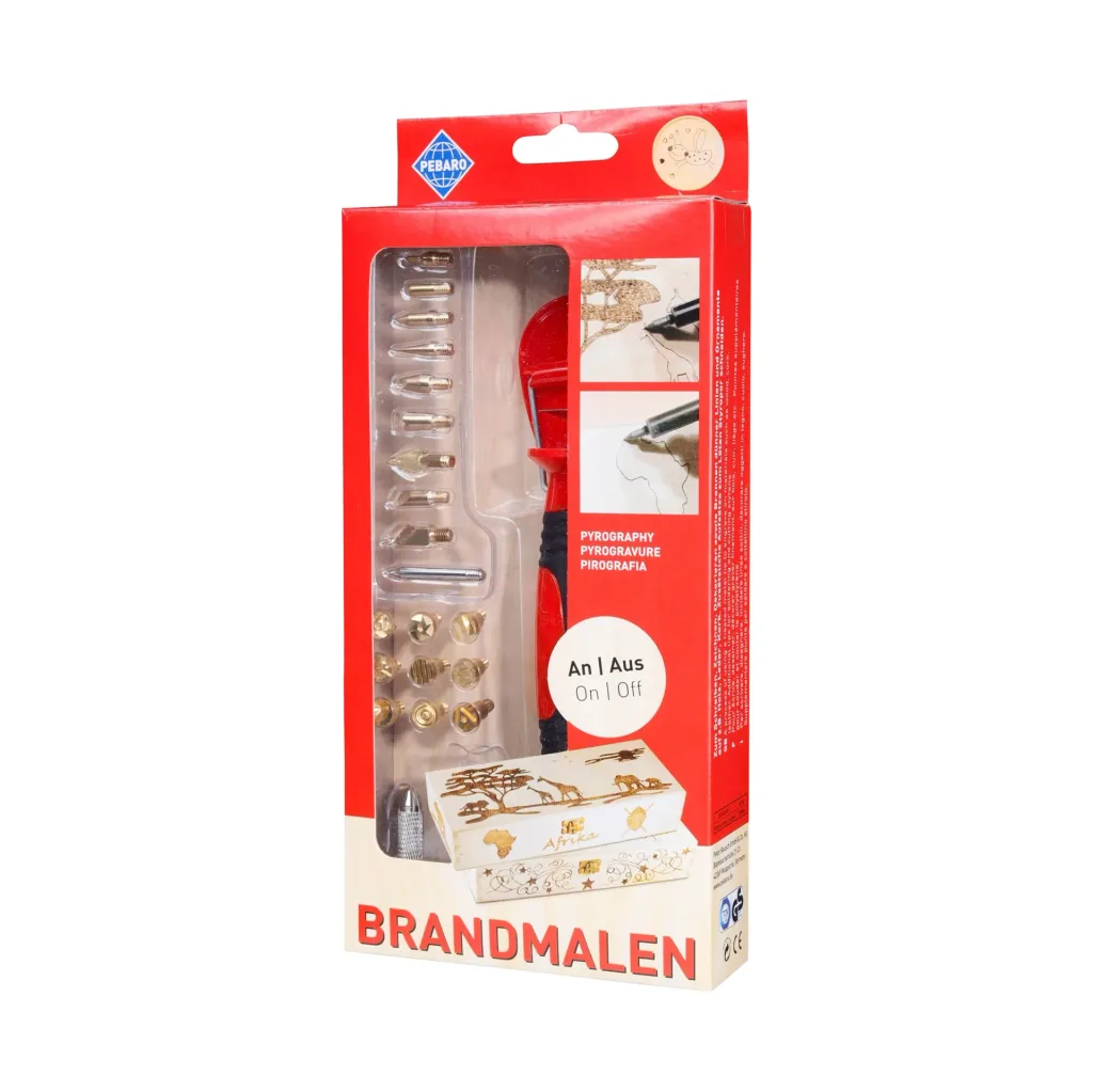 Brandmal-Set mit An/Aus-Kolben und 20 Aufsätzen