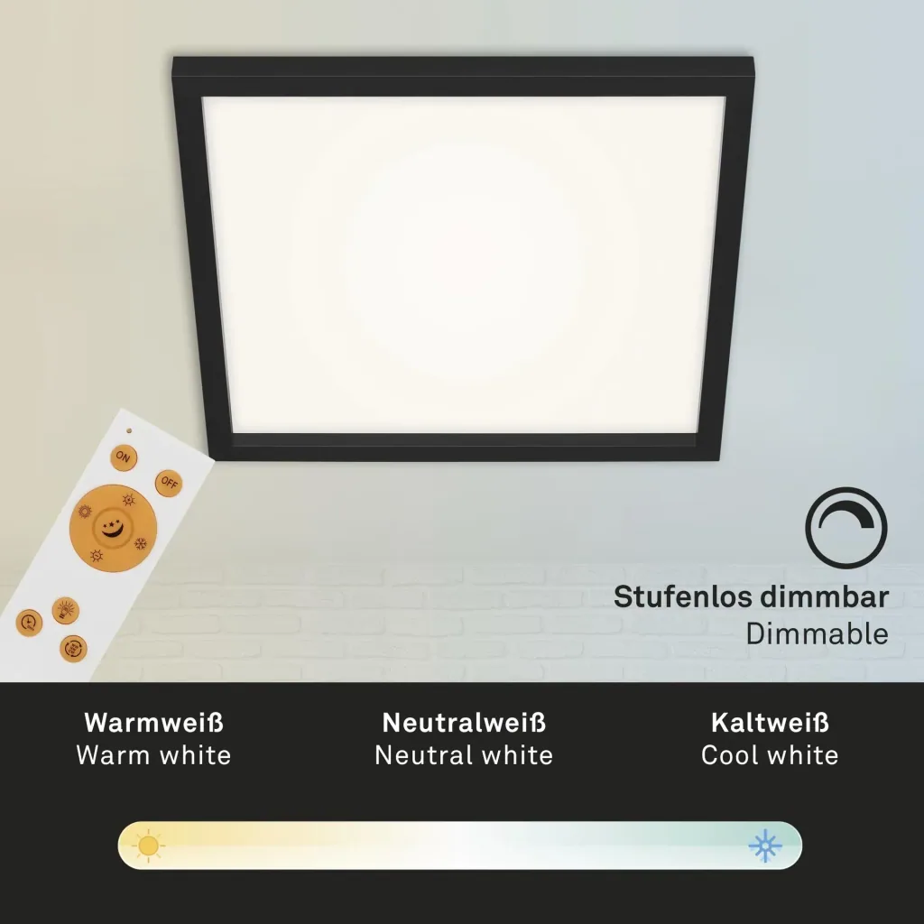 LED Deckenleuchte, viereckig, 44,5 cm CCT, 24 Watt, schwarz