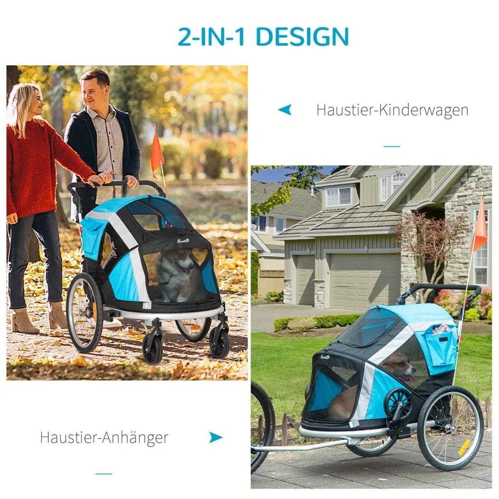 2-in-1 Hundeanhänger Hundebuggy kl