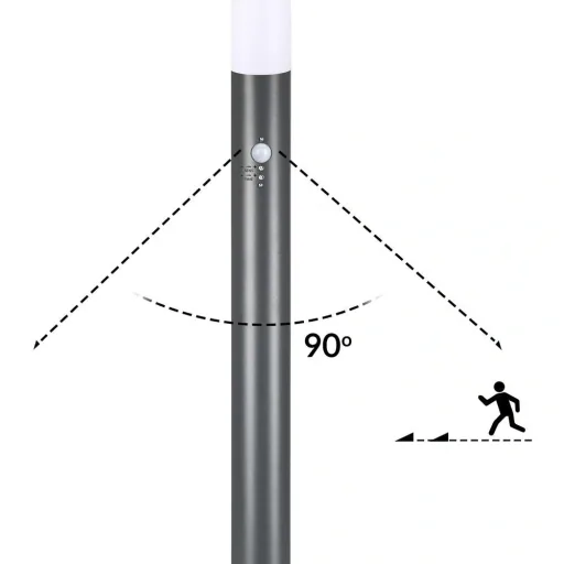 Wegbeleuchtung / Außenleuchte - Garten - Edelstahl - Mit Sensor - 100 x 12 cm - Anthrazit