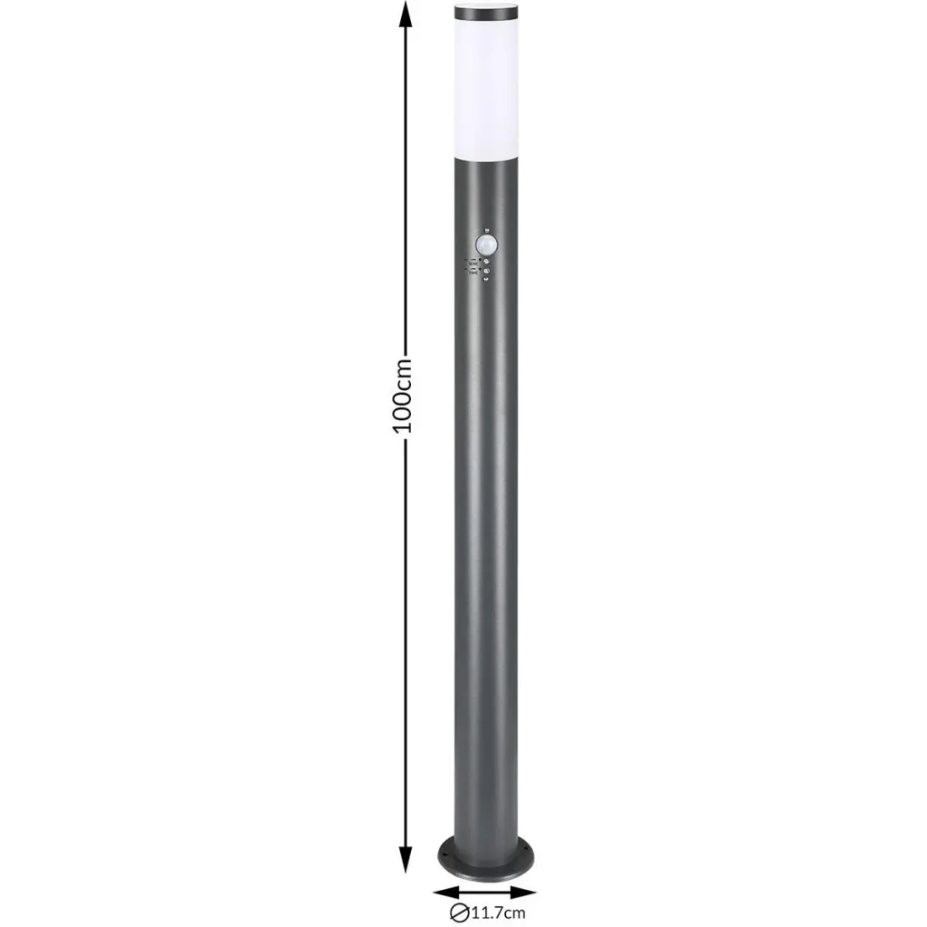 Wegbeleuchtung / Außenleuchte - Garten - Edelstahl - Mit Sensor - 100 x 12 cm - Anthrazit