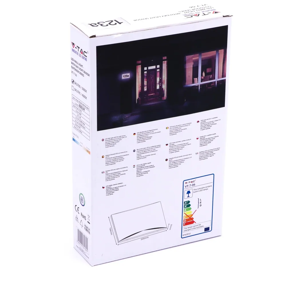 VT-7-06 LED-Wandleuchte mit Hausnummer - 3000K - 800 Lumen