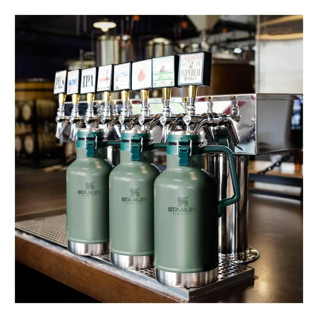 Classic Vakuum Beer Growler 1,9 l, 18/8 Stahl, Hammertone grün, doppelwandige Vakuumisolierung