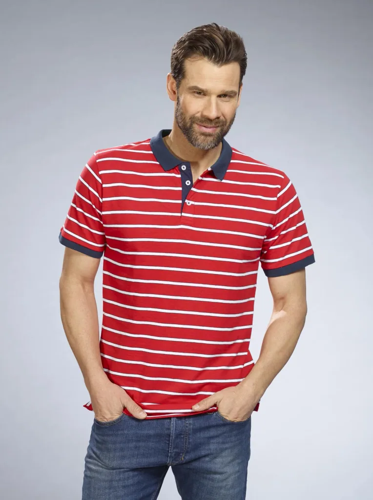 Poloshirt gestreift, Farbe rot, Gr.M