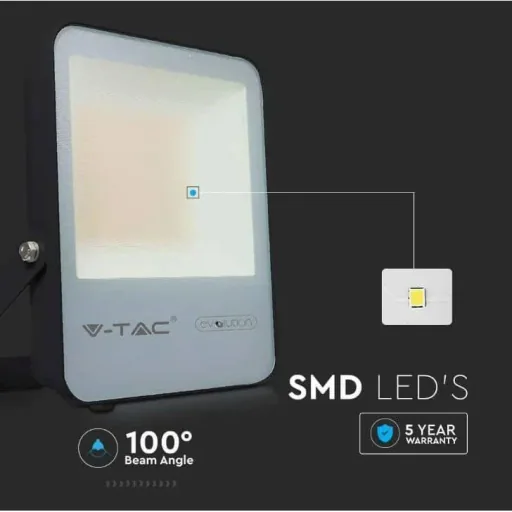 VT-50185 LED-Flutlicht - 50 W - 7870 Lm - 4000K - schwarz - Extra effizient