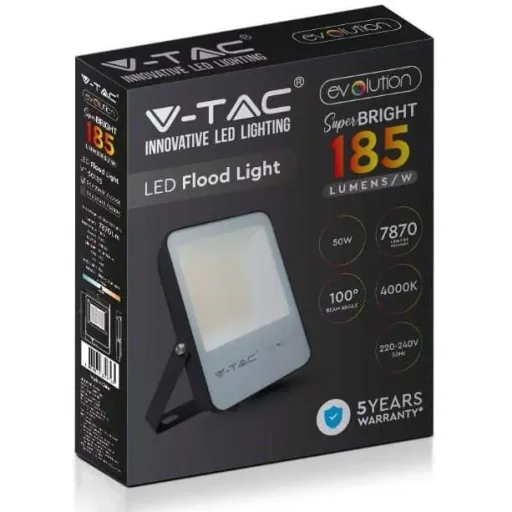VT-50185 LED-Flutlicht - 50 W - 7870 Lm - 4000K - schwarz - Extra effizient