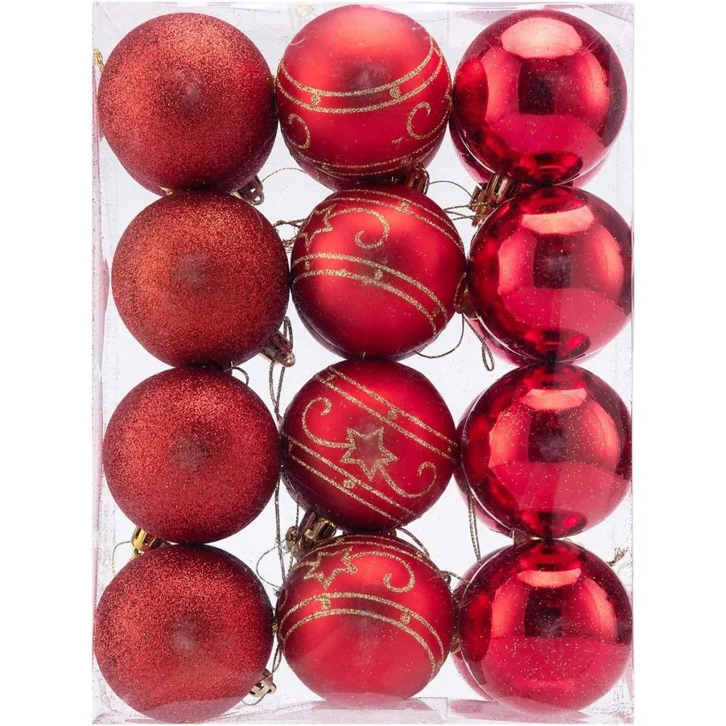 Weihnachtskugeln - Christbaumbeleuchtung - Christbaumschmuck - 24er Set Rot