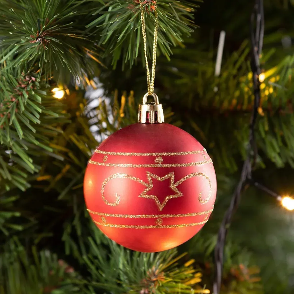 Weihnachtskugeln - Christbaumbeleuchtung - Christbaumschmuck - 24er Set Rot