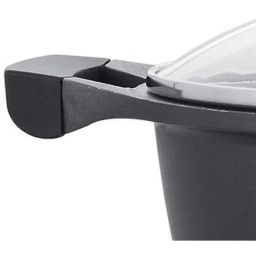 Suppenauflauf aus Marmor - mit Glasdeckel schwarz - 28 CM