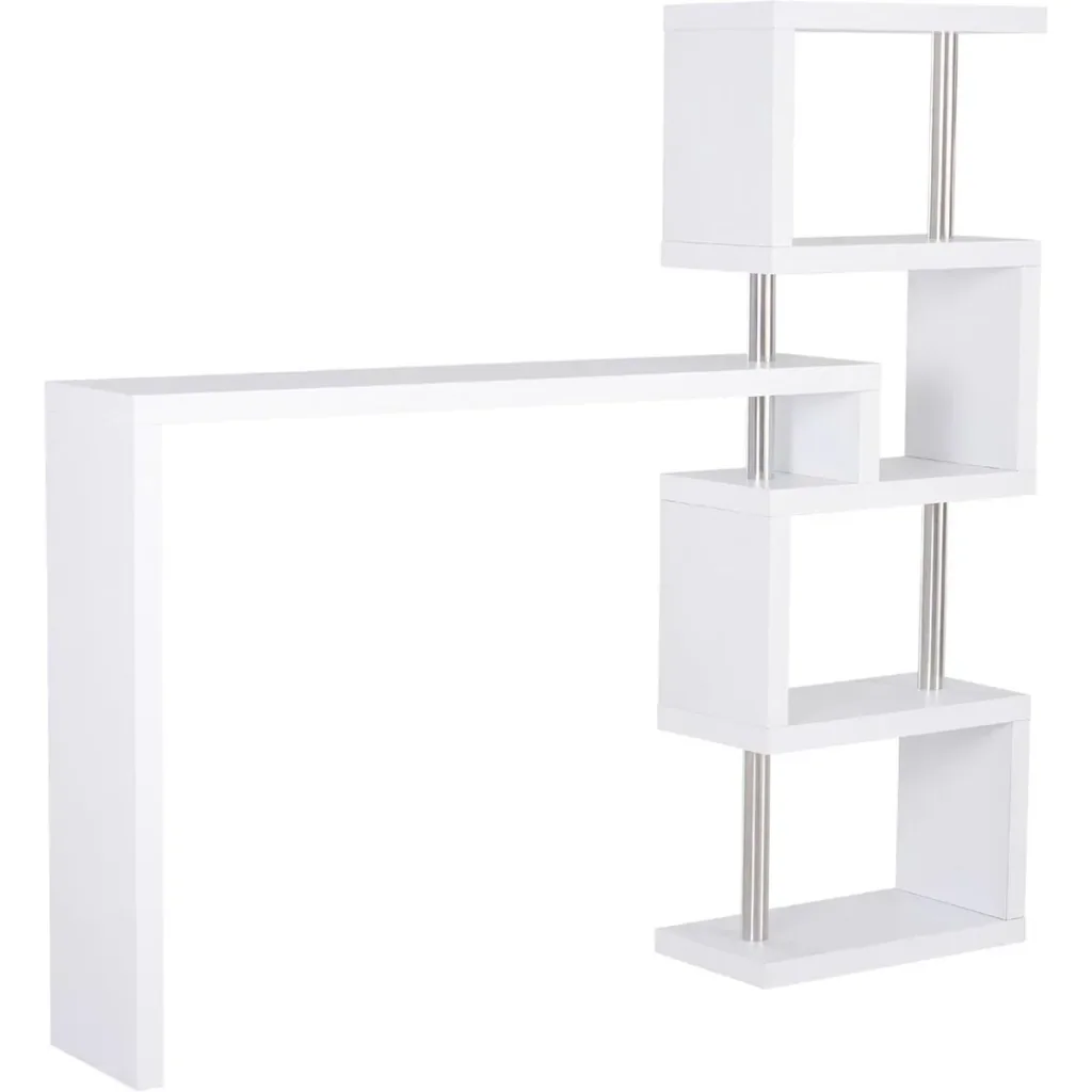Bartisch-Regal Combi Stehtisch Tresentisch mit 4 Ablagefläche Multi-Winkel-Platzierung Drehbar Weiß 175x30x164,5 cm
