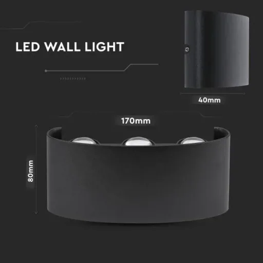 VT-846 LED-Wandleuchte oben / unten - 5W - 630 Lm - 3000K - Schwarz