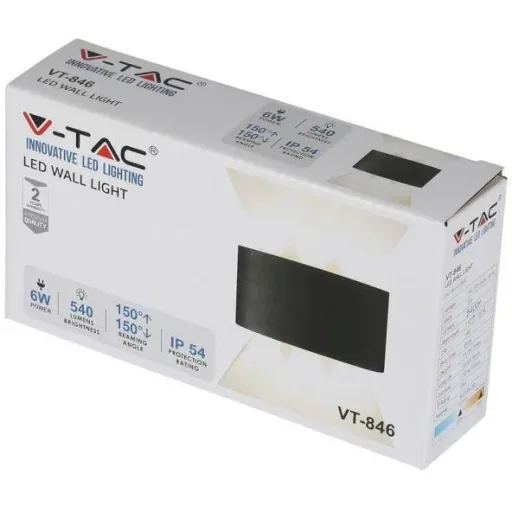 VT-846 LED-Wandleuchte oben / unten - 5W - 630 Lm - 3000K - Schwarz