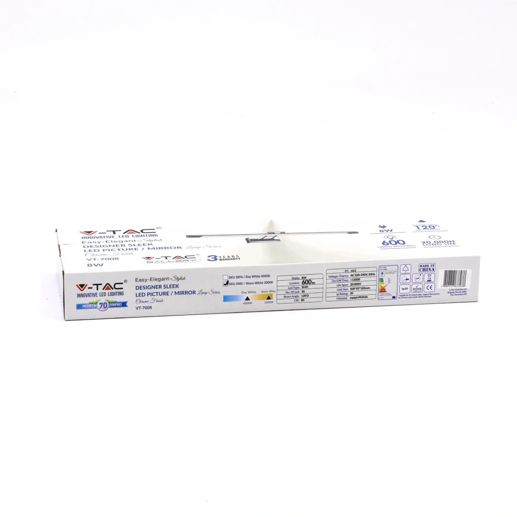 VT-7008 Spiegel-Beleuchtung - 8W - einstellbar - 3000K