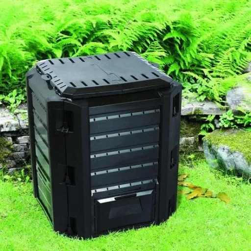 Kompostbehälter für Gartenbacken schwarz | 380 Liter | 72 x 72 x 83 cm