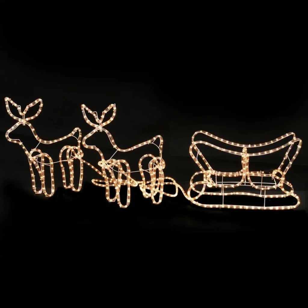 Weihnachtsbeleuchtung 2 Rentiere und Schlitten 300x24x47 cm