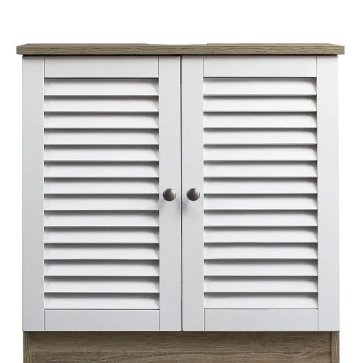 Waschtisch-Unterschrank mit Aussparung 60 x 30 x 60cm weiß-braun