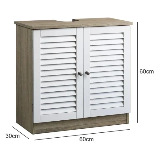 Waschtisch-Unterschrank mit Aussparung 60 x 30 x 60cm weiß-braun