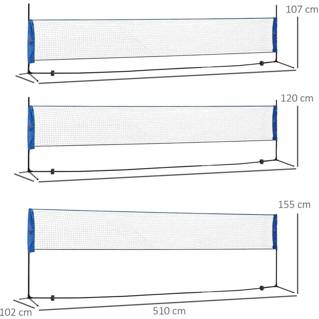 Badmintonnetz - inkl. Tasche - 510 x 102 x 155 cm