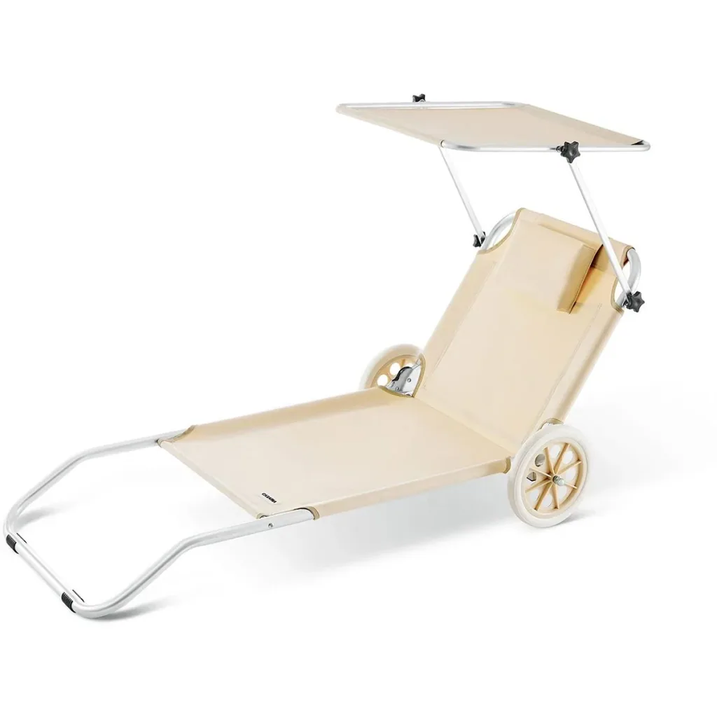 Zusammenklappbare Liege mit Rädern - beige - 150x52 cm