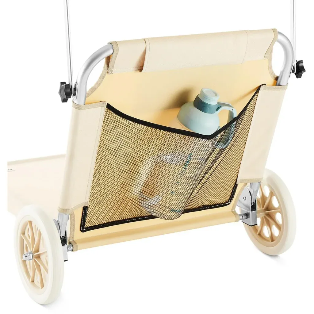 Zusammenklappbare Liege mit Rädern - beige - 150x52 cm